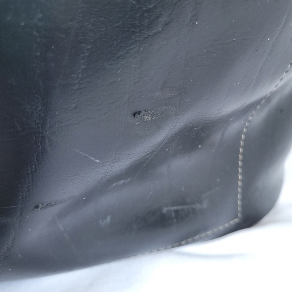 Quality Lg Black Leather Top Load Carry All Travel Bag Vtg Aero Zippers OOAK - Picture 15 of 16